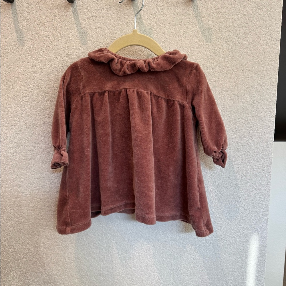 Quincy Mae Kids Ruffled Collar Dress- Velvet Mauve